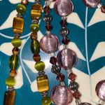2 beautiful beaded necklaces Green Purple tigers eye stones glass beads Photo 9