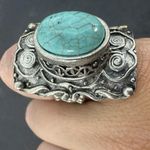 Vintage Turquoise Silver Tone Stretch Ring Big Comfortable Ring Photo 2