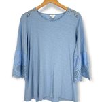 J.Jill  | Medium | Cornflower Blue Eyelet 3/4 Bell Sleeve Tunic Photo 2