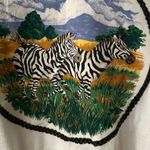 White Cowl Neck Vintage Sweatshirt with Colorful Nature Design Size M Photo 1