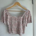 Japna  Smocked Crop Top. Size: Medium. White with Red Flowers. Photo 0