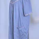 Vintage Smart Time Blue Embroidered Snap Down With Pockets House Coat 1 Photo 3