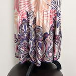 Ba&sh BASH Janel Pink Purple Boho Print Lightweight Pleated Satin Midi Skirt Photo 3