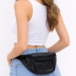 Black Leather Waist Bag Fanny Pack Photo 0