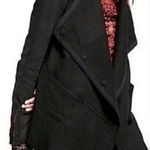 Free People  wool blend hooded Black Gray asymmetric jacket coat Size Small Photo 0