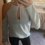 Tobi Blue Sheer Blouse With Cut Out Arms Photo 0