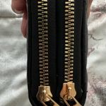NWT Vegan Black quilted gold logo two zipper wristlet wallet, size 7”x4”, fall Photo 4