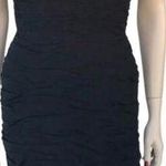 Papell boutique Black Ruched with lite black sparkle beading Midi Dress sz 10 Photo 0