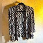 Chico's CHICO’s black&white open front sweater w fringe Photo 0