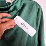 NWT Olia Green Satin Long Sleeve Mini Dress Size M Photo 4