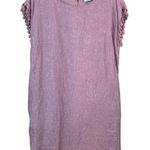 Blanc Antibes  Linen Pink Fringe Sleeve Dress Size Medium Photo 0