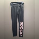Adidass Charcoal Leggings with Pink Lettering Photo 5