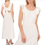 CeCe NWT  Size XL White Tiered Maxi Dress Coastal Cut Out Back Portrait Beach Photo 1