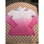 Talbots T by  Quarter Zip Pullover size small Pink Ombré Striped French Terry Photo 4
