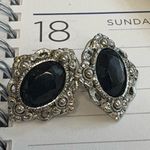 Vintage Elegant Black and Silver Earrings for Pierced Ears. Photo 1