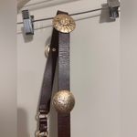 ZARA Gold Sun Concho Leather Brown Western Southwest Festival Bohemian Medallion Photo 3