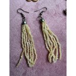 Lot of 3 Vintage Statement Earrings Pearl Hoops Beaded Tassel Dangle Studs Gold Photo 1