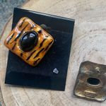 Vintage 80/90s M. Jent enamel animal print square pierced lobe earrings Photo 2