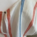 Old Navy White Blue and Orange Striped Linen Blend Scoop Neck Dress Size Medium Photo 1