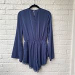Illa Illa  Women's l Blue Long Sleeve Romper M Lace Trim V-Neck Casual One-Piece Photo 6