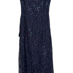 Rimini by Shaw women's y2k vintage navy sequined lace formal prom dress size‎ 4 Blue Photo 0