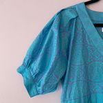 Gretchen Scott Blue Viviers Tiered Maxi Dress Short Sleeve Flowy Cotton Small Photo 2