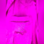 Juicy Couture Women’s Hot Fuschia Pink Rhinestoned Satin Pajama Shirt Photo 3