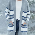 Design History  Grey White Blue Button Down Cardigan Size Small NWT Photo 0