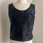 VINTAGE Sequin Tank Womens Sz Large 100% Wool Black Cocktail Photo 0