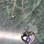 February Birthstone Heart Pendant Necklace I Love You For Always And Forever 925 Purple Photo 3