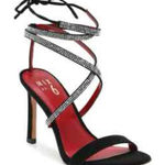 mix no. 6 Black & Red Strappy Heels with Rhinestones - Size 8 Photo 0