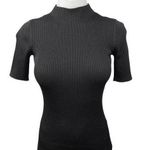 Reiss Black Ribbed Knit Mock Neck Fitted Pullover Short Sleeve Sweater Top Sz 0 Photo 0