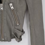 IRO Ashville Lamb Leather Moto Jacket Gray Women's 36 S Cropped Biker Zip Sleeve Photo 4