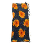 КОКO KNOT Navy Yellow Sunflowers Bovelty Print Boho Festival Cover Up #1643 Orange Size undefined Photo 2