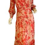 Sam Edelman RED & TAN FLORAL PRINT CHIFFON MAXI DRESS NWT (6) Photo 0