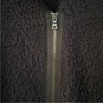 Rebecca Taylor EUC Fleece / Leather Zip Front Hoodie Jacket Black Size Small Photo 5