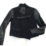 Vince Boucle Wool Moto Scuba Lamb Leather Sleeve Motorcycle Jacket Black S Photo 0