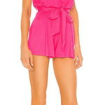 Susana Monaco  Vivid Neon Pink Strapless Blouson Shorts Romper Small NWT Photo 0