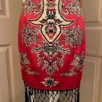 Linda Segal for Creative Image Associates vintage red print fringed skirt Size 6 Photo 0
