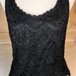 Carmen Marc Valvo  Black Beaded Crochet Sleeveless Top Size L‎ Photo 0