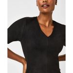 Spanx NWT  Faux‎ Suede Column Dress Small Classic Black V-Neck Sculpting Stretch Photo 12