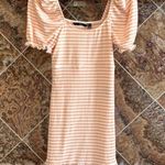VERO MODA Tangerine and White Ribbed Ruffle Mini Dress Juniors Size Medium NWOT Photo 0
