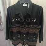 Alfred Dunner Size10 Womens Black 3/4 Sleeve Jacket Shirt Top Embroidered Size 10 Photo 0