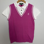 Ralph Lauren Ralph Lauren Womens Cable Knit Sweater Vest Shirt Large Pink Logo Tennis Preppy Photo 0