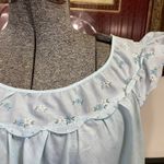 Vintage Baby Blue Nightgown Scalloped & Floral Embroidered Babydoll Dress 💚🎀 Size L Photo 3