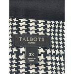 Talbots  3X Black White Houndstooth Button Top Roll Tab Sleeve Semi Sheer Tunic Photo 6