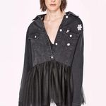 ZARA  Jean Jeweled Rhinestone Jacket Black Size XS NEW Photo 0