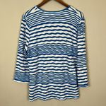 Lulu B Top Womens‎ Large Blue White Stripe Textured Stretch Knit 3/4 Sleeve Hole Photo 7