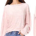 We The Free Free People  Milan Crushed Velvet Top Women's XS Blush Pink Oversized Photo 0
