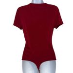EXPRESS Body Contour Rich Dark Red Short Sleeve Crew Neck Bodysuit Top M Photo 4